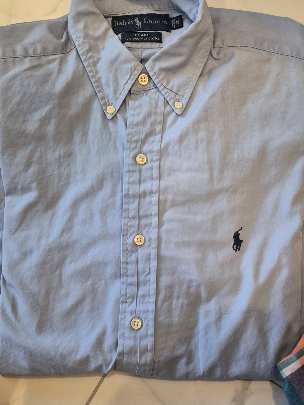Vintage Ralph Lauren BLAKE Light Blue Button-Down Oxford Shirt with Navy Pony